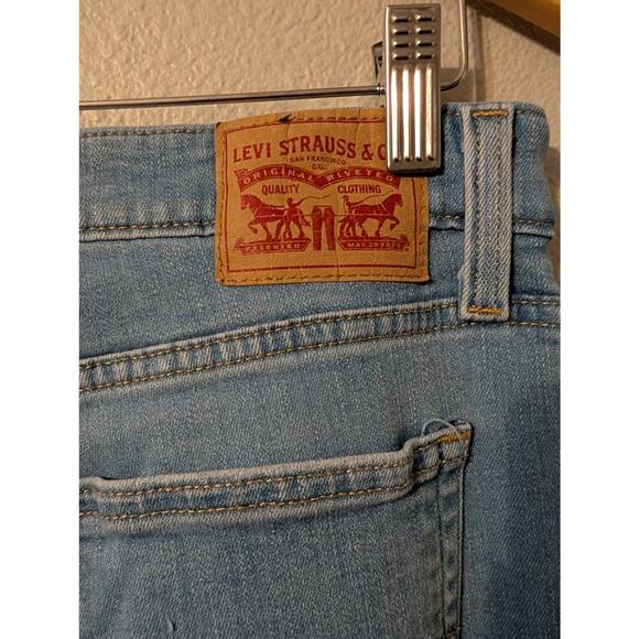 Levi's 726 Wide Leg Flare Denim Jeans Womens 32 Light Wash High Rise Distressed - Picture 4 of 11